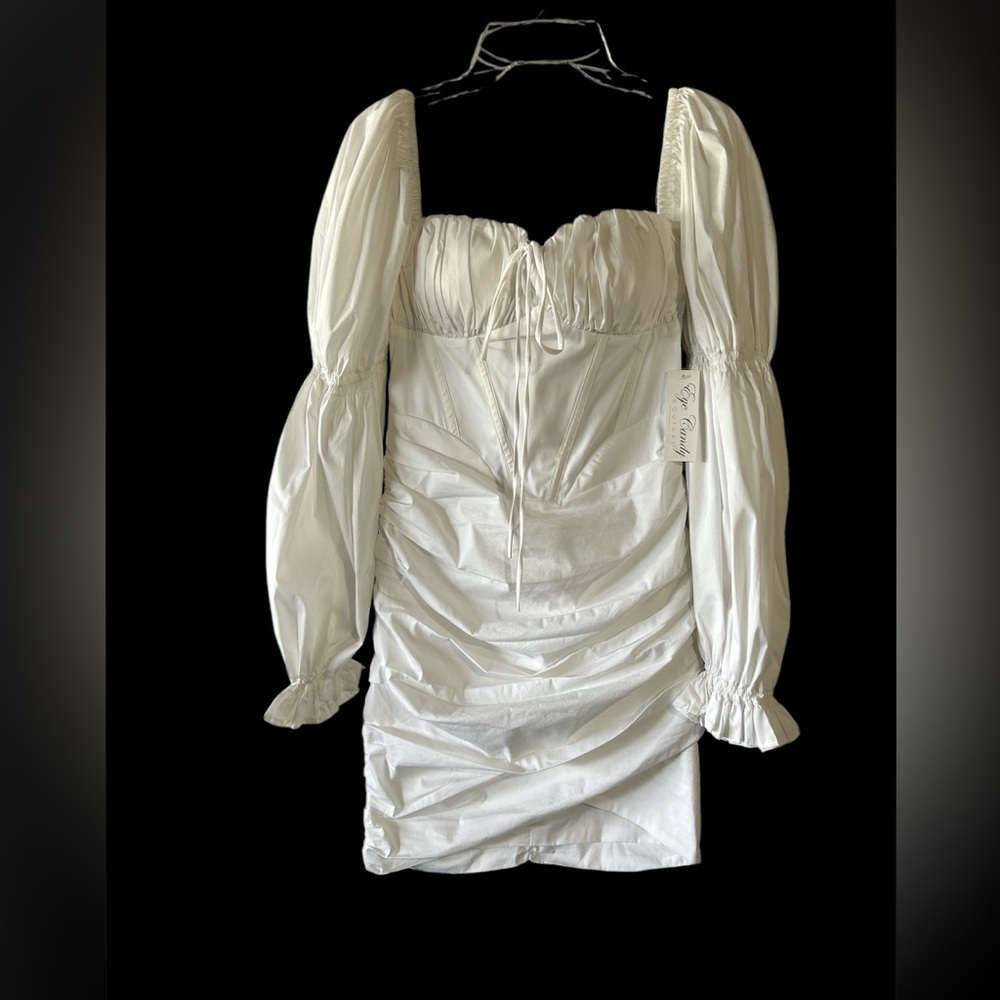 Eye Candy Cream Puff Sleeve Mini Dress